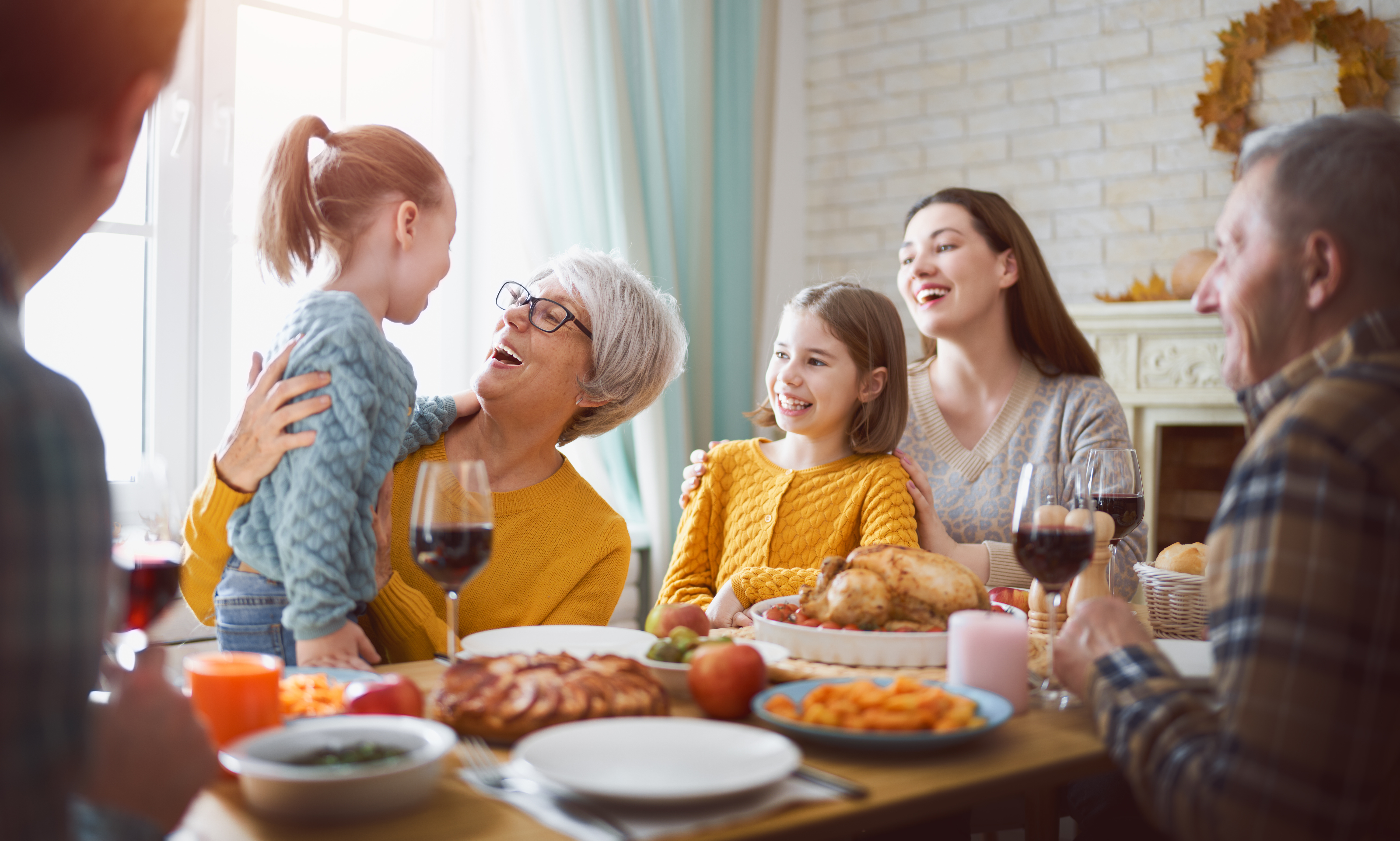 Family celebration with food
