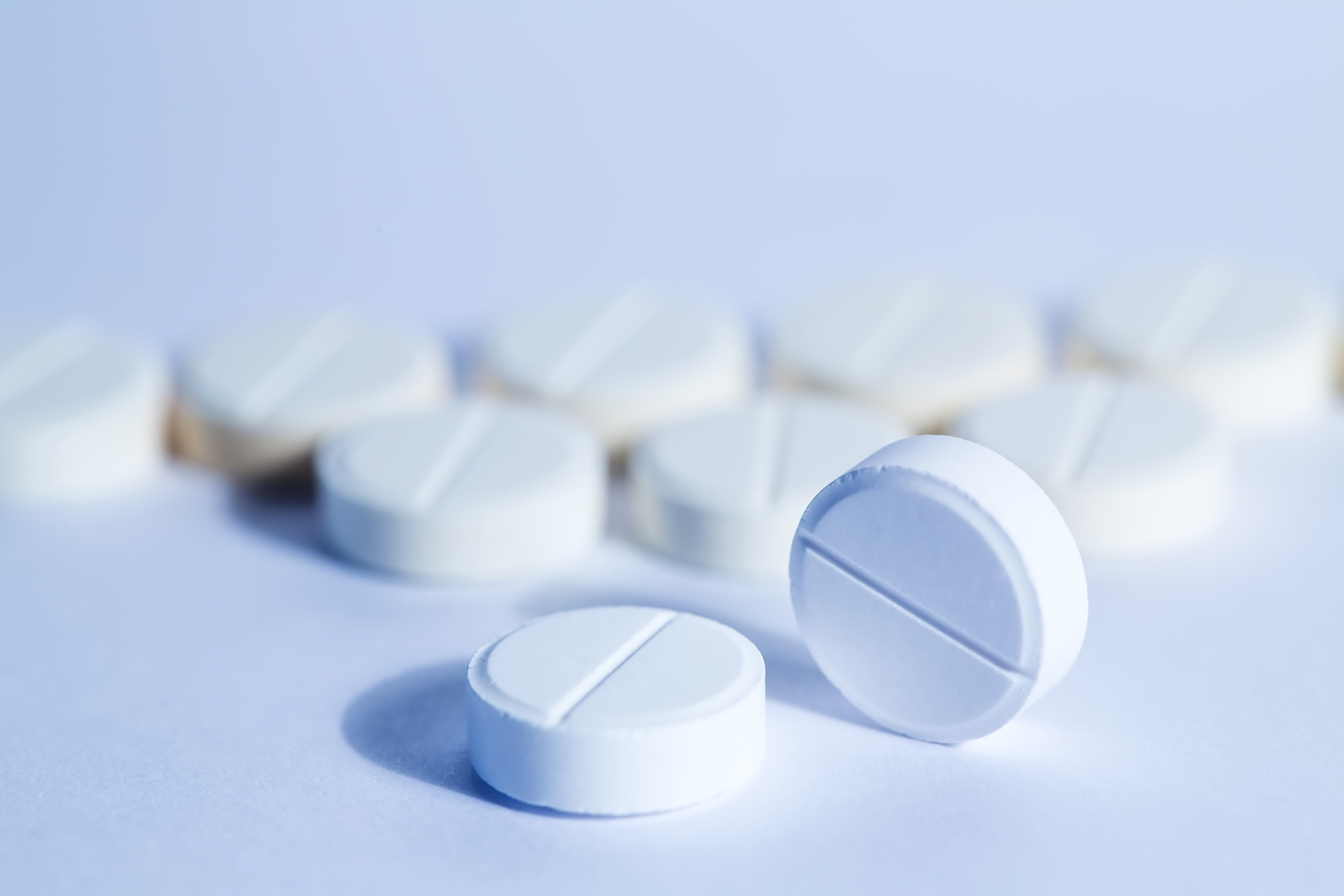 Closeup of white pills